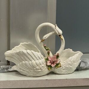 Anthropologie Vibes | Double Swan Planter | Vintage | Capodimonte | Italy